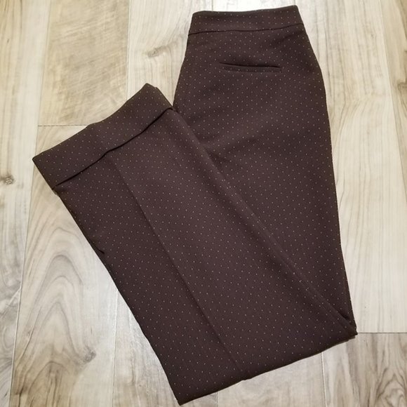 Nos Y2k Vtg Moda International Womens Pants 8 Chocolate Brown Polka Dot Trouser - Picture 7 of 13